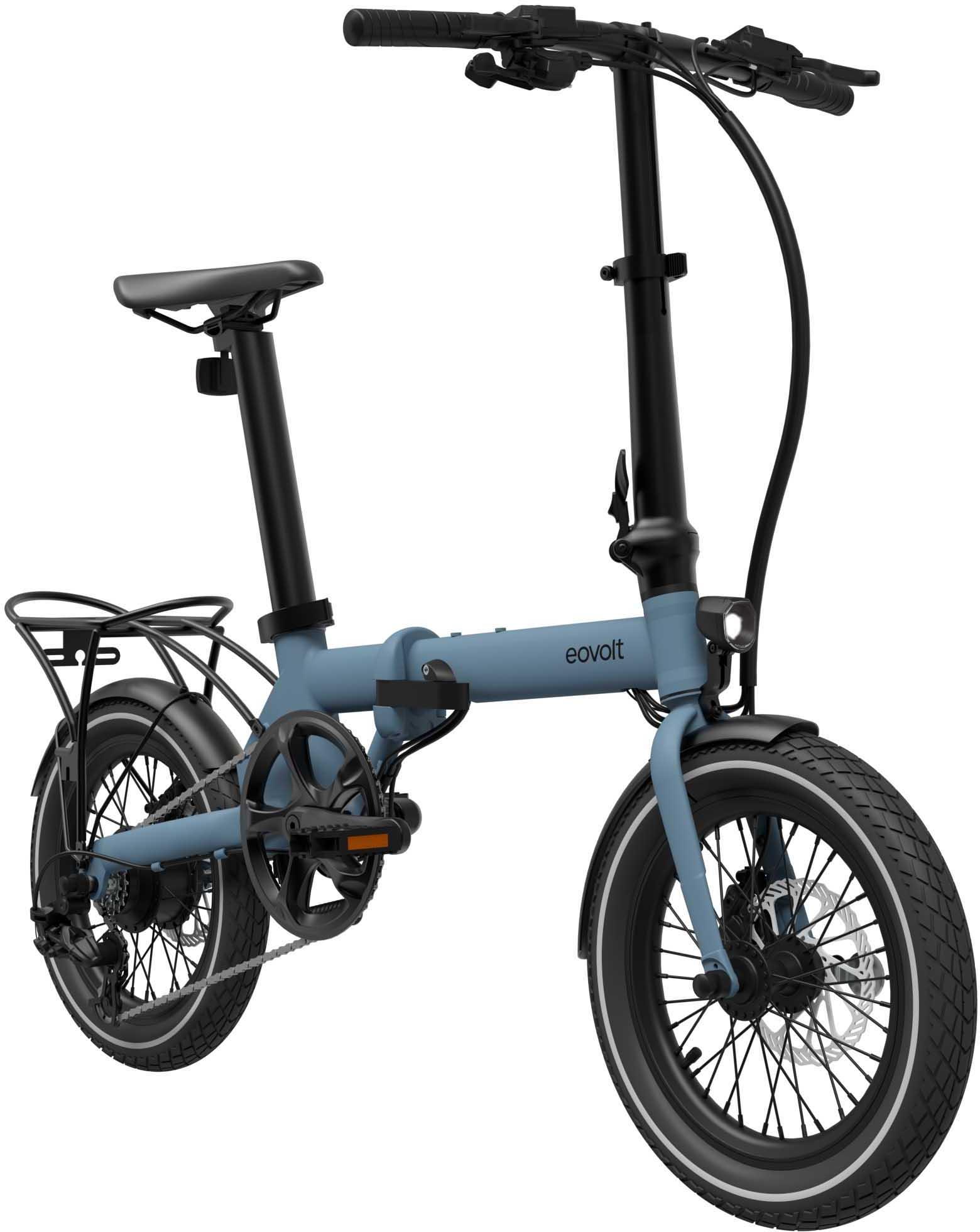 £1799.00 Eovolt Morning Electric Folding Bike Ocean Blue 16 Inch