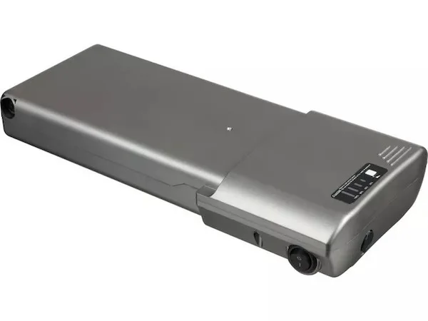 electric bike battery types - lithium ion battery in silver.