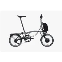 Brompton Electric P-line Urban Mid Bar Folding Bike With rack 2023 Storm Grey