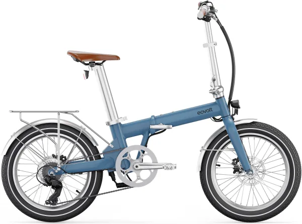 Eovolt Afternoon Origins Vintage Electric Folding Bike - Satin Blue - 20 Inch Wheel