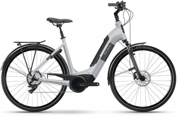 Raleigh Motus Low Step White/Green Electric Hybrid Bike - XS Frame