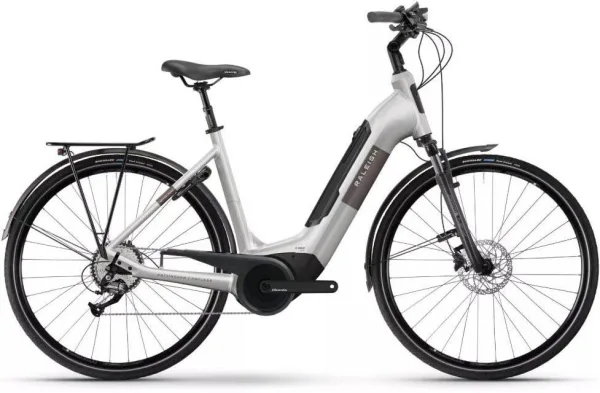Raleigh Motus Low Tour Step White/Coffee Electric Hybrid Bike - M Frame